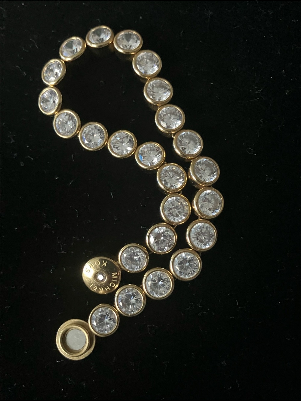 Michael Kors Gold-Tone Park Avenue Clear Crystal Bezel Bracelet - Picture 2 of 6